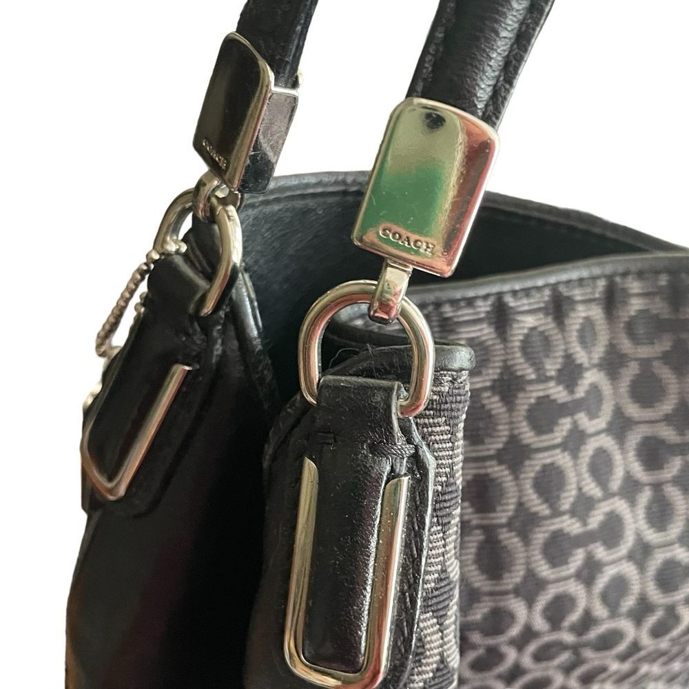 COACH Black Bag Madison 25637 Op Art Sateen Phoebe Shoulder Hobo Handbag Purse - Picture 5 of 13